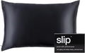 slip The Original Queen Pure Silk Pillow Case - 100% Pure 22 Momme Mulberry Silk - Queen Size Standard Pillow Case - Anti-Aging, Anti-BedHead, Anti-Sleep Crease, Black (20" x 30")