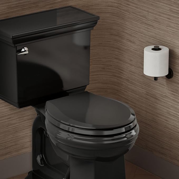 KOHLER 4639-RL-7 Cachet ReadyLatch Round Toilet Seat Soft Close, Black