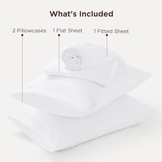 Bedsure Deep Pocket California King Sheet Sets - Fits Mattresses Up to 21 Inches Thick - 4 Piece Bed Sheets, Moisture Wicking, Soft & Cooling Bedsheet & Pillowcases, Easy & Secure Fit, White
