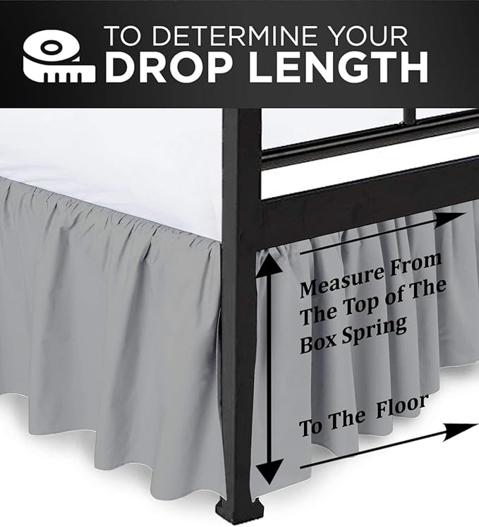Ruffled Bed Skirt with Split Corners, Light Grey, King 21 Inch Drop Bedskirt, Hotel Quality Brushed Microfiber Wrinkle Free Dust Ruffle Bed Skirt King Size