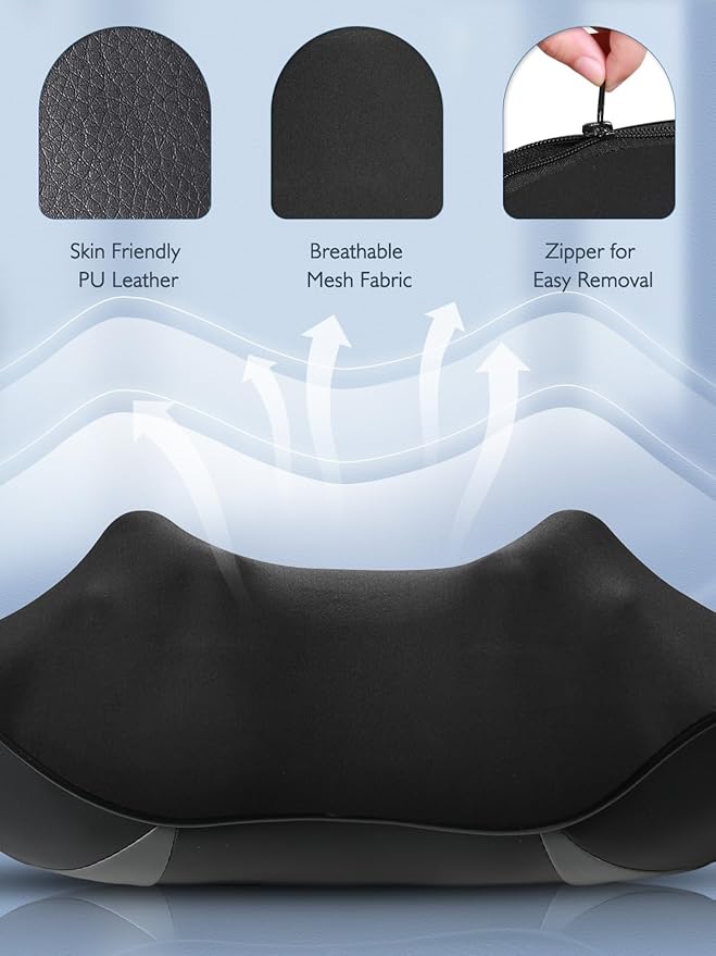 Back Neck Shoulder Massager with Heat, Shiatsu Electric Deep Tissue 3D Kneading Massagers for Relief on Waist, Leg, Calf, Foot Full Body Muscles, Gift for Men Women Mom Dad (Black)