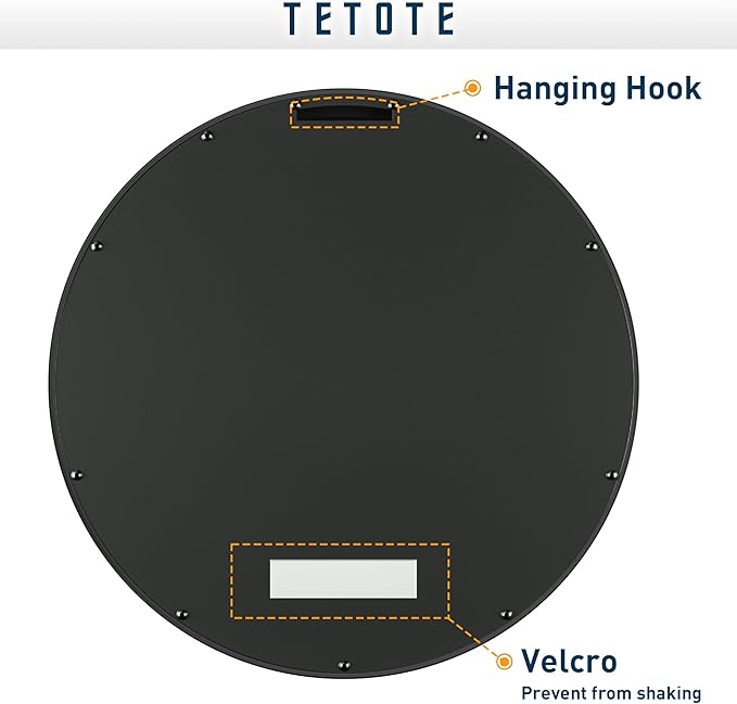 TETOTE Black Round Mirror, 36 Inch Matte Metal Framed Circle Bathroom Mirrors, Wall Mounted Modern Decorative Farmhouse Mirror for Vanity Entryway