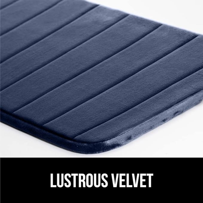 GORILLA GRIP Memory Foam Bath Mat, Soft Absorbent US Designed Bathroom Rug, Gripping Dots Machine Washable Bathmat, Cushioned Floor Mats, Shower Sink Rugs Room Décor Accessories, 24x17 Navy Blue