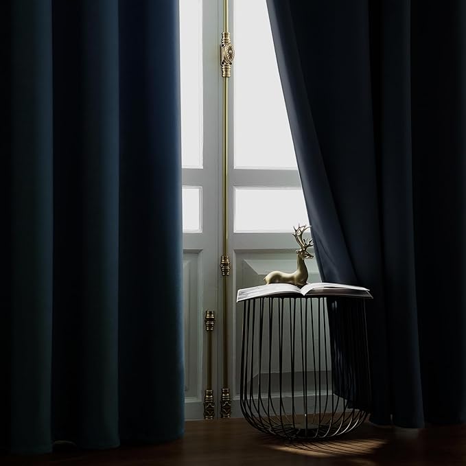 Joydeco Greyish Blue Velvet Curtains 96 Inches 2 Panels, Luxury Thermal Insulated Soft Curtains for Bedroom & Living Room, Room Darkening Velvet Drapes, Rod Pocket (52W x 96L)