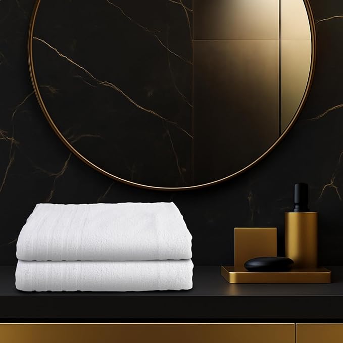 TOALLA_ Bath Towels_30x60_Pk 6_White Bath Towels (6-Pack, 30W X 60 L Inches) White Color- Cotton Towel for Gym, Bath, Spa, Shaving, Shampoo, for Daily use, Large