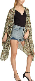 Women's Bohemian Floral Chiffon Beach Cover up Swimsuit Kimono Summer Swimwear Cardigans