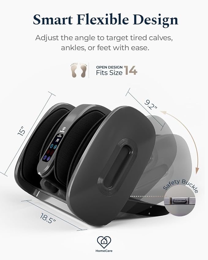 HomeCare Foot Massager with Heat & Ice Therapy, Shiatsu Deep Kneading Compression Foot Massagers for Plantar Fasciitis & Neuropathy Relief, Adjustable Intensity, FCC/CE Certified