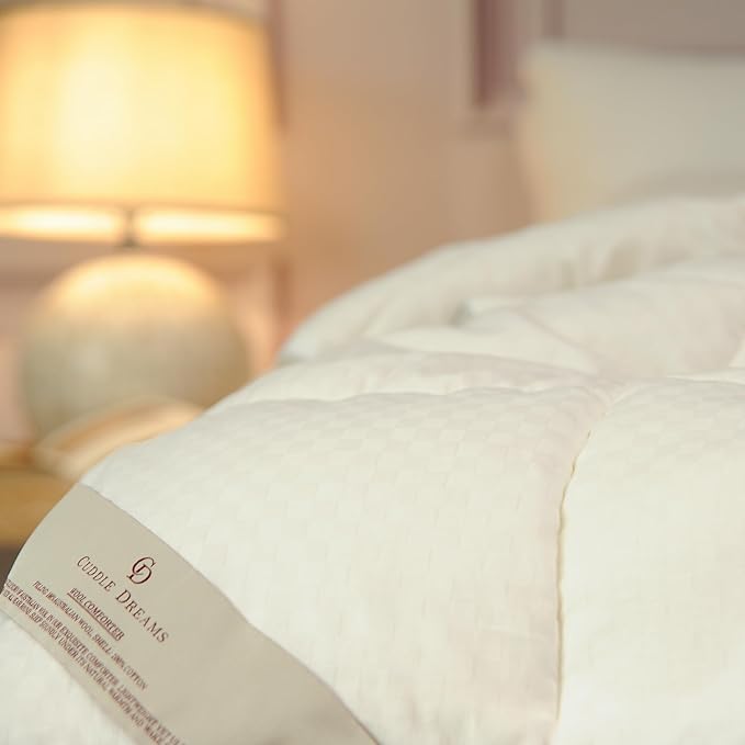 CUDDLE DREAMS Wool Comforter Duvet Insert, 100% Australian Wool Filling with Soft Noiseless Cotton Shell, Natural Warmth (Heavyweight for Winter, King)