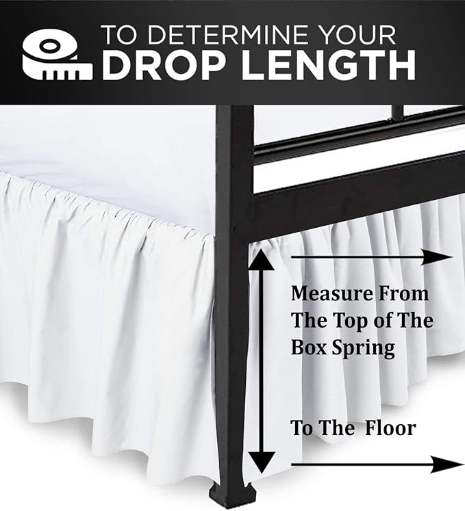 Ruffled Bed Skirt with Split Corners, White, Queen 21 Inch Drop Bedskirt, Hotel Quality Brushed Microfiber Wrinkle Free Dust Ruffle Bed Skirt Queen Size