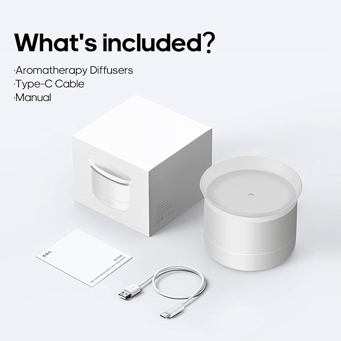 Essential Oil Diffusers, 200ml Aromatherapy Diffuser with, Cool Mist Humidifier with 2 Dynamic Modes, Small Diffuser with 7 Color Lights for Home Office Room -White