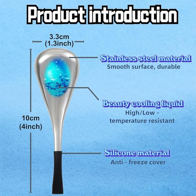 Ice Globes for Face & Eyes, Unbreakable Stainless Steel Cryo Sticks for Beauty Routines, Facials Cold Roller Cooling Globes for Puffiness, Wrinkles, Dark Circles, Headaches(Black)