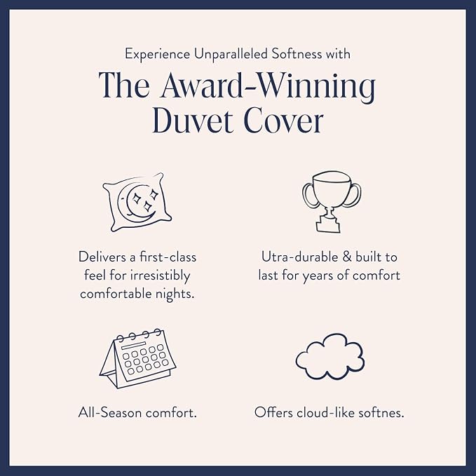 Brooklinen Luxury Sateen Duvet Cover - 100% Cotton, Full/Queen Size in Sky with Extra-Long Corner Ties and Button Closure - Best Full/Queen Duvet Covers