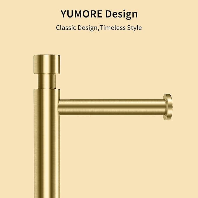 YUMORE Toilet Paper Holder Stand Freestanding, Weighted and Sturdy Stainless Steel Design with Non-Slip Cap, Gold Rustproof Tissue Roll Holder for Modern Bathroom, RV
