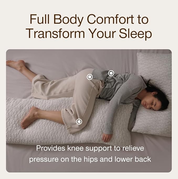Coop Home Goods Original Adjustable Body Pillow, 20x54 Long Pillow for Back, Shoulder, Hip and Knee Support, Side Sleeper Body Pillows for Adults with Memory Foam & Washable Cover