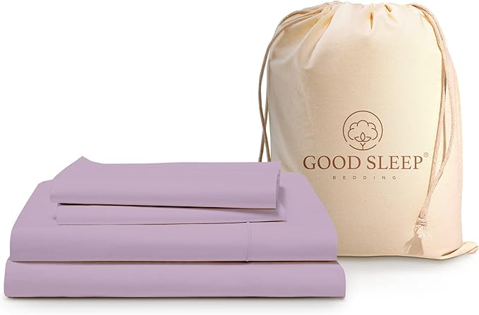 Good Sleep Bedding 4 Pc Lavender Twin Sheet Set for Twin Mattress, Egyptian Cotton Bed Sheets for Bed, Soft Breathable 16" Deep Pocket Bed Set - 1 Fitted Sheet, 1 Flat Sheet, 1 Pillow Case