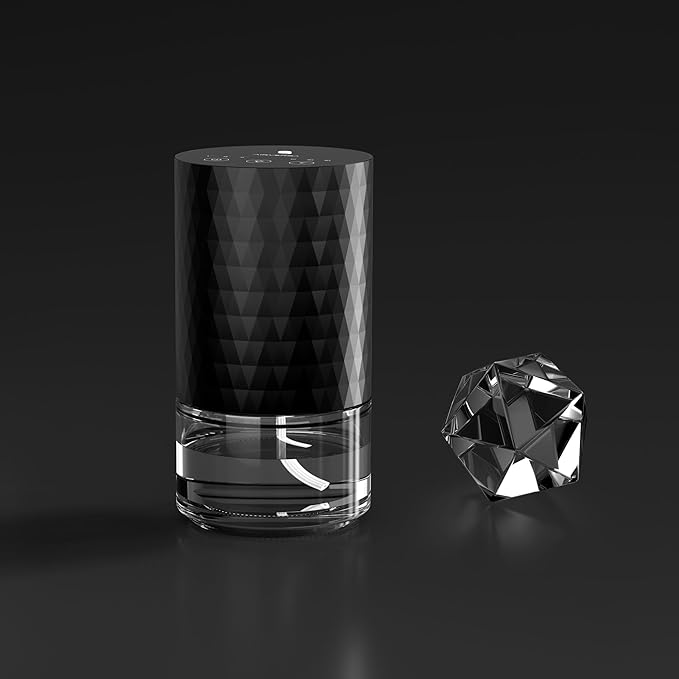 Waterless Diffuser Essential Oil 100mL Capacity Scent Air Machine for Home Aromatherapy Premium Metal Nebulizer Battery Operated 3 Mist Settings 3 Countdown Timers Color Light AN5(Ice Blue)