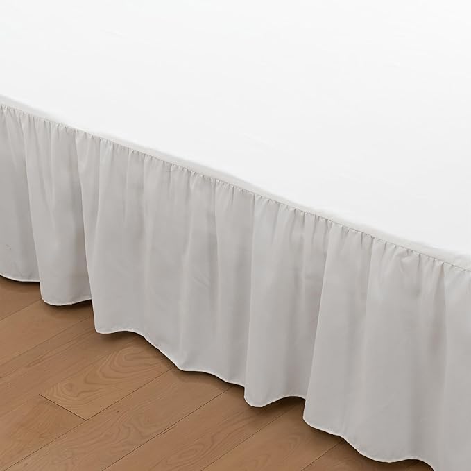 Bed Skirt Twin Size Ruffled Bed Skirt with Split Corners, 12 Inch Drop Dust Ruffle Bed Skirt with Platform, Ivory, Twin - 12" Drop