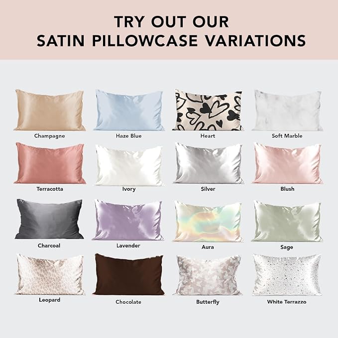 Kitsch Satin Pillowcase with Zipper for Hair & Skin, Softer Than Silk Pillow Cases Queen, Wrinkle-Free, Smooth and Cooling Satin Pillow Covers, Standard Size 19"x26" - Terracotta