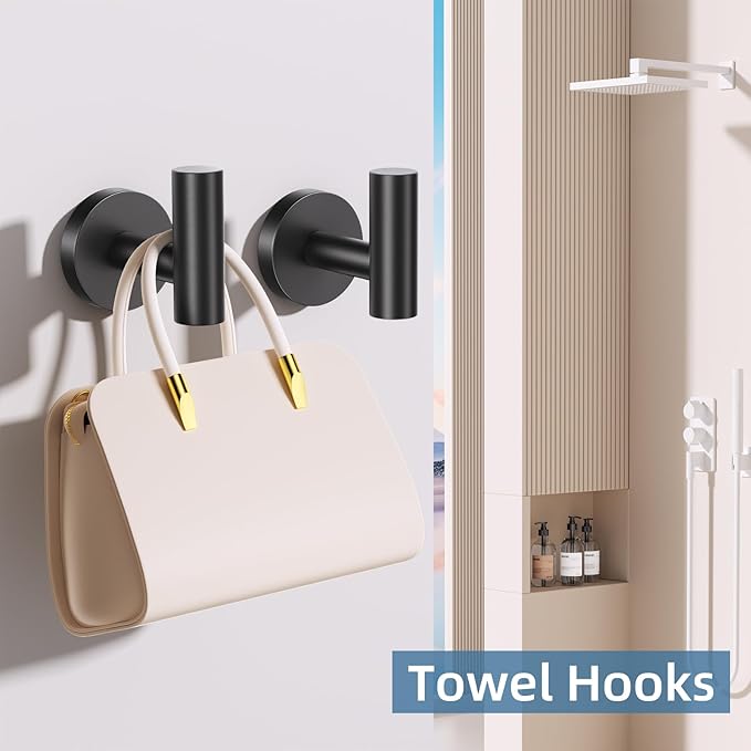 10 Pieces Matte Black Towel Bar Set, Black Bathroom Hardware Set Toilet Paper Holder Towle Racks for Bathroom Upgraded Stainless Steel Bathroom Towel Holder Set Bathroom Accessories