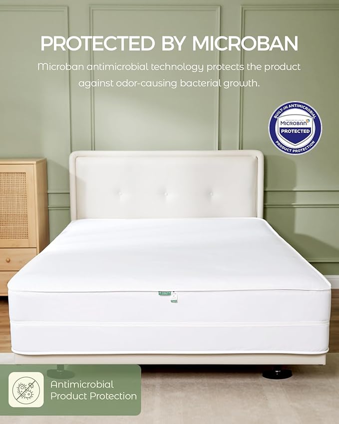 FAUNNA Zippered Mattress Encasement, 100% Cotton Bed Bug and Dust Mite Proof Mattress Protector, Hypoallergenic, Antibacterial Protection, Noiseless Zipper, Six-Sided Cover (King 12" Deep)