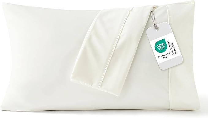 Bedsure King Size Pillow Cases Set of 2 - Ivory White Brushed Microfiber Pillowcases 2 Pack, Super Soft Pillow Case Cover with Envelope Closure, Wrinkle, Fade and Stain Resistant, 20x36 Inches