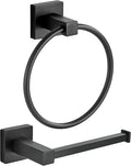 FORBATH Black Toilet Paper Holder Towel Ring, Black Bathroom Hardware, Hand Towel Holder Toilet Paper Roll Holder Set, Wall Mounted Stainless Steel Bathroom Accessories, 2 PCS