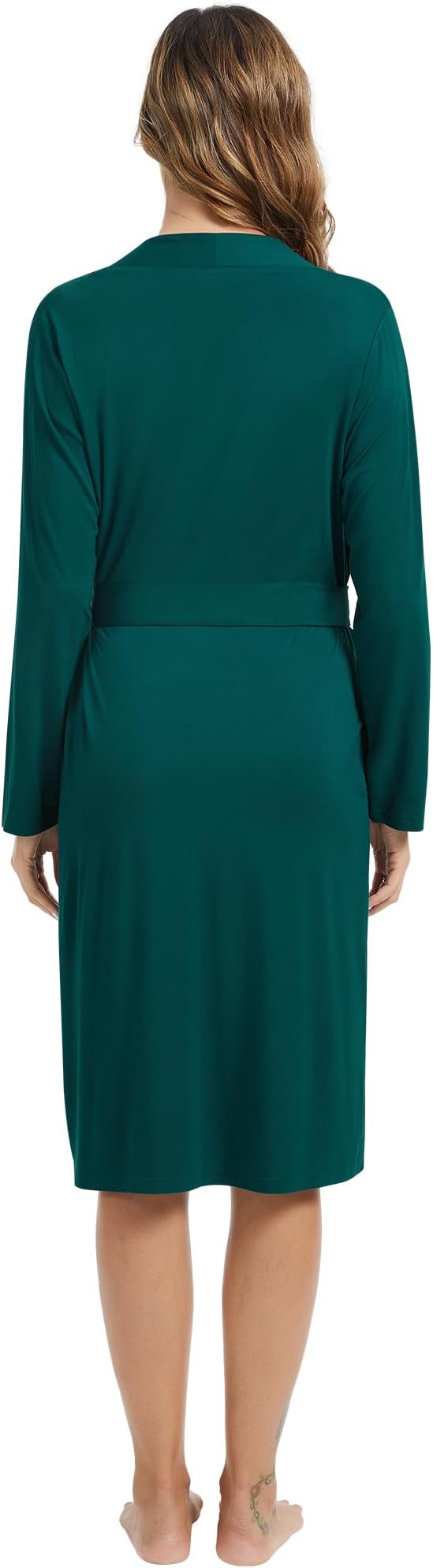 WiWi Women's Robe Long Sleeve Bathrobe with Pockets Soft Kimono Spa Lightweight Robes Bamboo Viscose Loungewear S-XXL