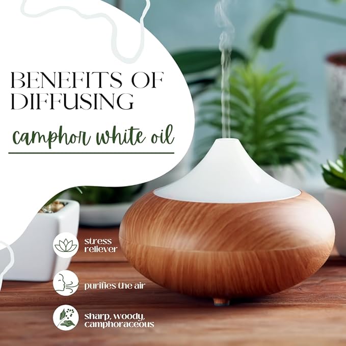 Camphor White Essential Oil - 128 fl oz (1 Gallon) Plastic Bottle w/Cap - 100% Pure Essential Oil by GreenHealth