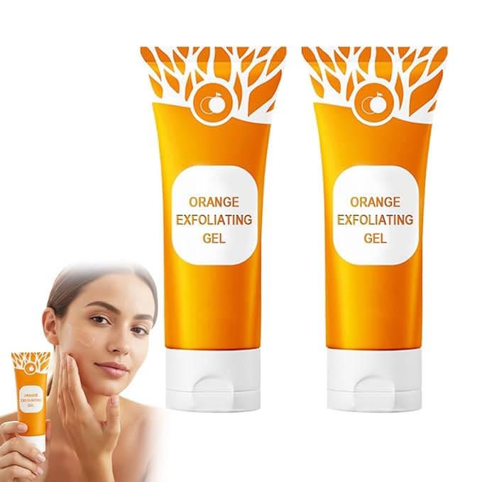 Orange Exfoliating Gel for Face & Body,Deep Pore Cleansing Gel Peeling Scrub,Remove Blackheads Moisturize Cleansing Scrub,Gentle Exfoliator for All Skin Types (Orange/2pcs, 100ML)