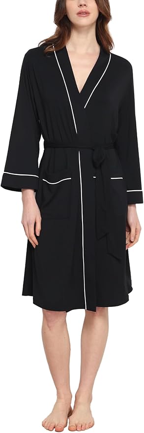 GYS Premium Viscose from Bamboo Robe for Women Long Sleeve Bathrobes Soft Kimono Robes