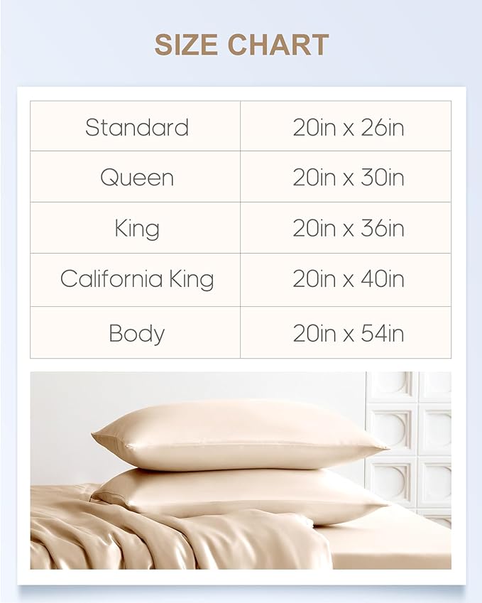 THXSILK Set of 2 Mulberry Silk Pillowcases for Hair and Skin, 100% Mulberry Silk 22 Momme, Soft Breathable Silk Pillow Case with Hidden Zipper, King Size Pillow Cases(Beige)