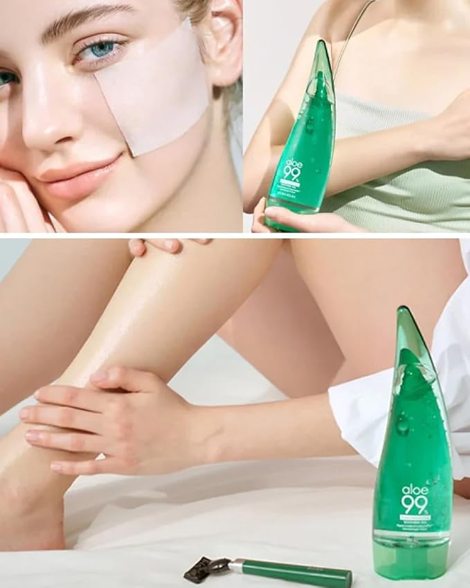 HOLIKA HOLIKA Aloe 99% Soothing Gel Fresh Moisturizing, 8.5 Ounce, 250ml 2 Pack - No Sticky 99% Aloe Vera Sunburn Relief - Moisturizing, Fast Absorbing for Face, Skin, Body&Hair
