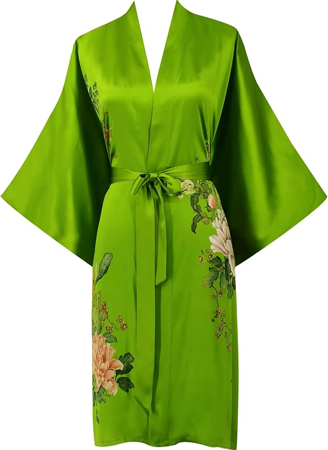 women's 100% silk kimono, short bathrobe pajamas, kimono pajamas