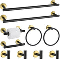 Black and Gold Towel Bar Bathroom Hardware Accessories Set, 10 Pieces Upgraded Round Toilet Paper Holder Towel Rack for Bathroom Wall Mounted, 23.6 Inch Stainless Steel Towel Rods for Bathroom