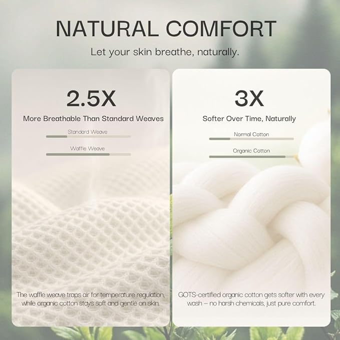 Salt Earth GOTS Certified 100% Organic Cotton Throw Blanket, 90" X 90" Blankets & Throws for Bed, Throw Blanket for Couch,Modern & Cozy Blanket, All Season Waffle Blanket, Soft Blanket (Misty Rose)