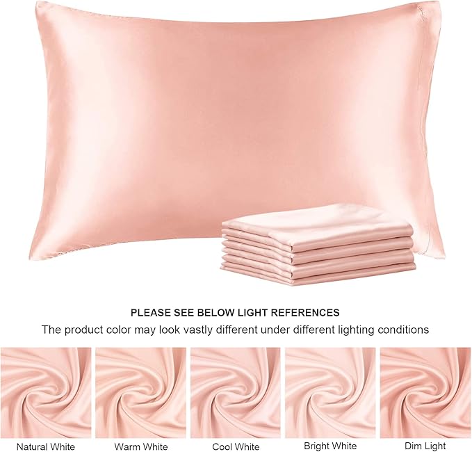 BEDELITE Satin Pillowcase for Hair and Skin, Super Soft Similar to Silk Pillow Cases 4 Pack with Envelope Closure, Cooling Pillowcases for Women Men (20"x40" King Size, Coral)