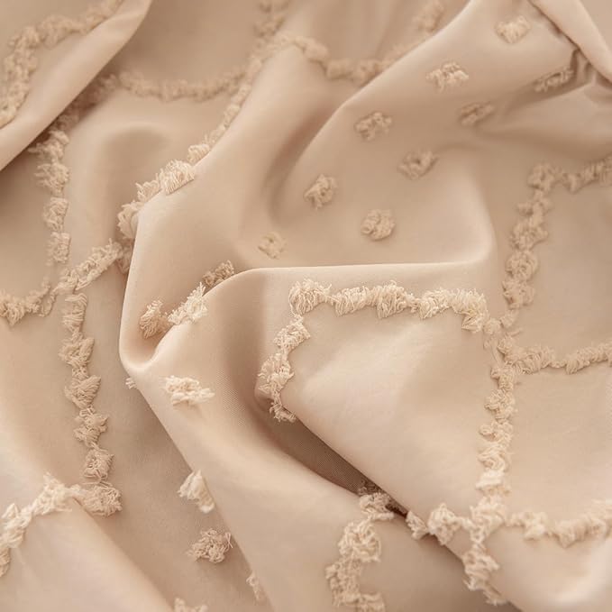 Bed Skirt King Size，Ruffled Cream Bed Skirt with Split Corners，King Bed Skirt 14 Inch Drop, Boho Tufted Shabby Chic King Size Bed Skirt, Bed Skirts King Size