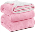 KAWAHOME Sherpa Fleece Queen Size Blanket for Bed - Extra Warm and Heavy Thick Blankets for Winter, Super Soft 500GSM Plush Blanket, 90"X 90" Pink