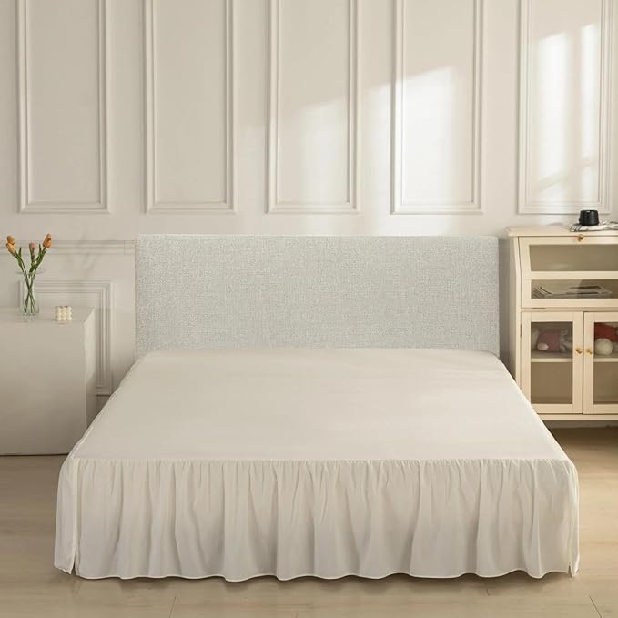 Bed Skirt Full Size Ruffled Bed Skirt with Split Corners, Full Bed Skirts 12 Inch Drop with Platform, 12'' Full-Ivory