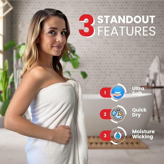 Infinitee Xclusives – Luxury Bath Sheets Towels – 1 Pack 600 GSM (35X70 Inches) – 100% Ring Spun Cotton Large Bath Towels for Bathroom (Brilliant White, Bath Sheets - Pack 1)