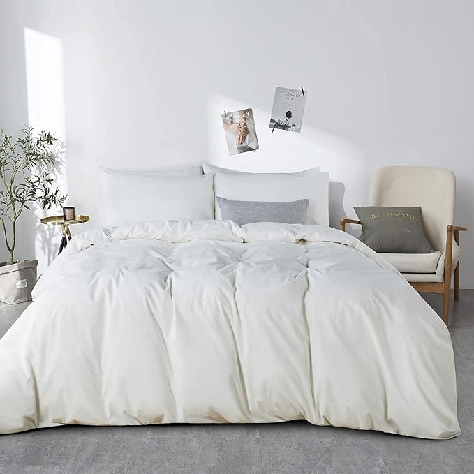 Queen Duvet Cover 1000 Thread Count 100% Egyptian Cotton Luxury Hotel Quality White Quilt Cover & Pillow Sham - 5 Piece All Season Duvet Cover Set with Zipper Closure, 6 Corner Ties