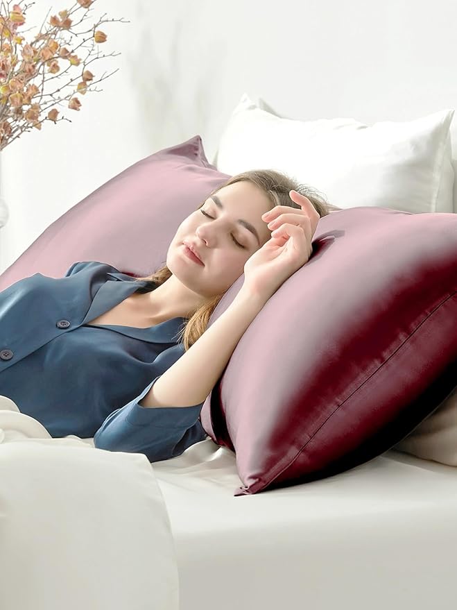 THXSILK Mulberry Silk Pillowcase for Hair and Skin with Hidden Zipper, Both Side 22 Momme Silk, Natural Mulberry Silk Body Pillowcase Pillow Cover (20inch x 54inch, Body Size, Purple, 1pc)