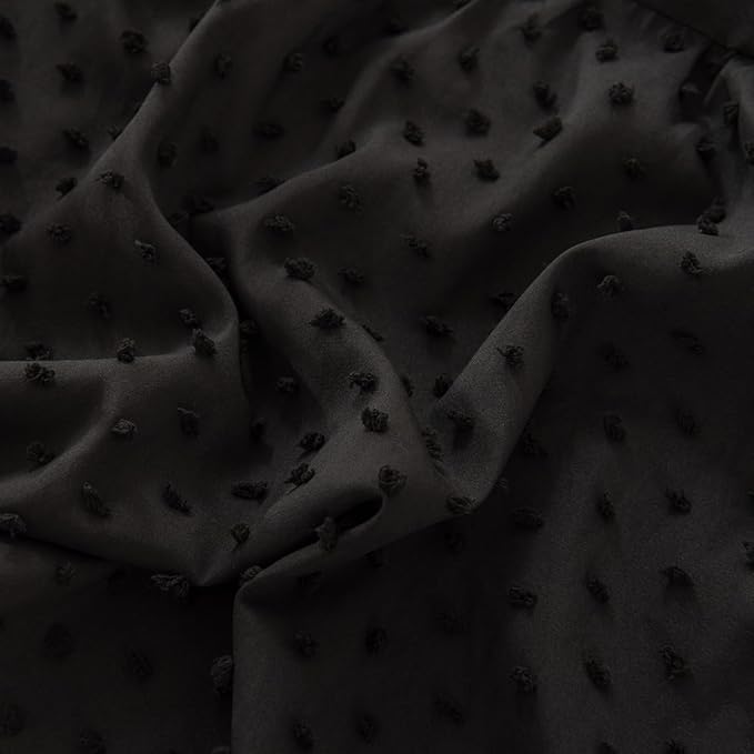 Tufted Dot Bed Skirt Queen Size Ruffled Bed Skirt with Split Corners, 14 Inch Drop Dust Ruffle Bed Skirts with Platform, Black