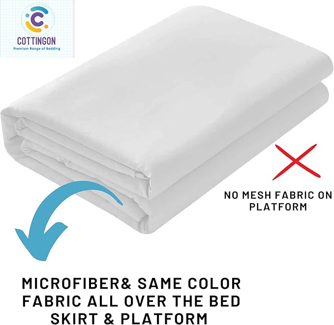 Ruffled Bed Skirt with Split Corners-Dust Ruffle - 21" Drop 100% Microfiber Soft,Sheen & Luxurious Look - Bed Skirts (White -Queen)