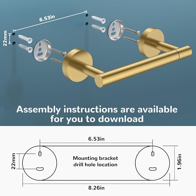FORIOUS Toilet Paper Holder Wall Mount, SUS304 Stainless Steel Double Post Pivoting Tissue Roll Holder and Hand Towel Ring Set for Bathroom, RV, Bathroom Hardware Accessories Set, Brushed Gold