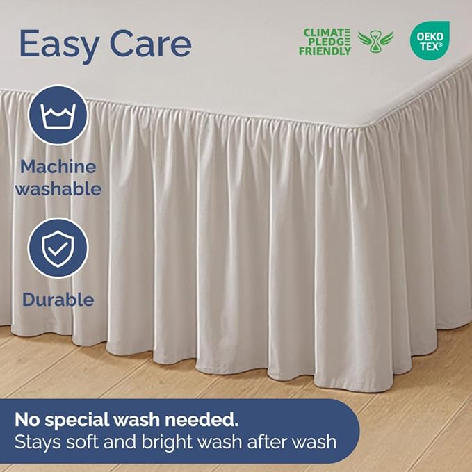 Bedskirt Twin Size Ruffle - 15 inch Drop Dust Ruffle Bed Skirt with Platform - Soft, Easy Fit, Premium Hotel Quality - Wrinkle, Fade & Shrink Resistant - for Women, Men, Kids and Teens - Light Grey