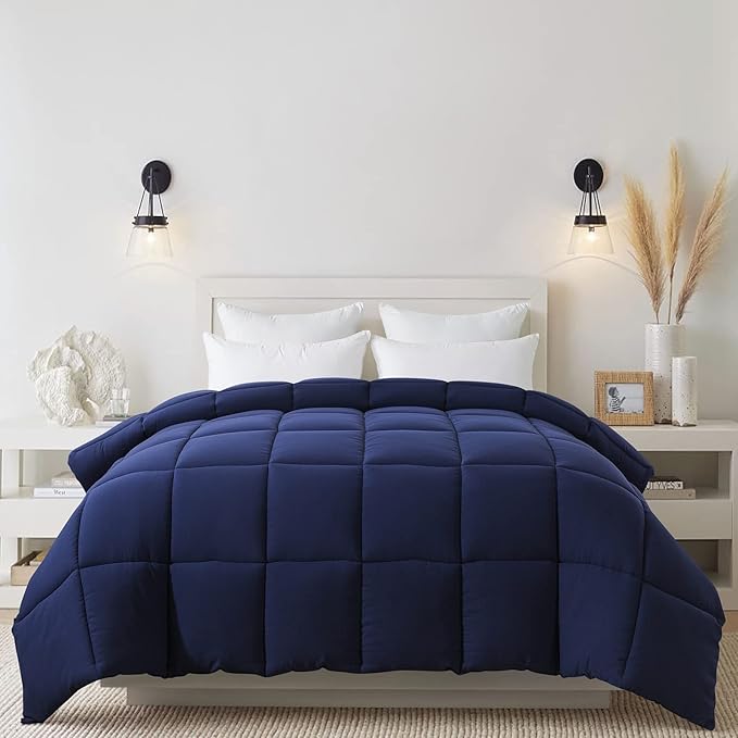 Cosybay Down Alternative Comforter (Navy Blue, Twin) - All Season Soft Quilted Twin Size Bed Comforter - Duvet Insert with Corner Tabs - Winter Summer Warm Fluffy, 64x88 inches