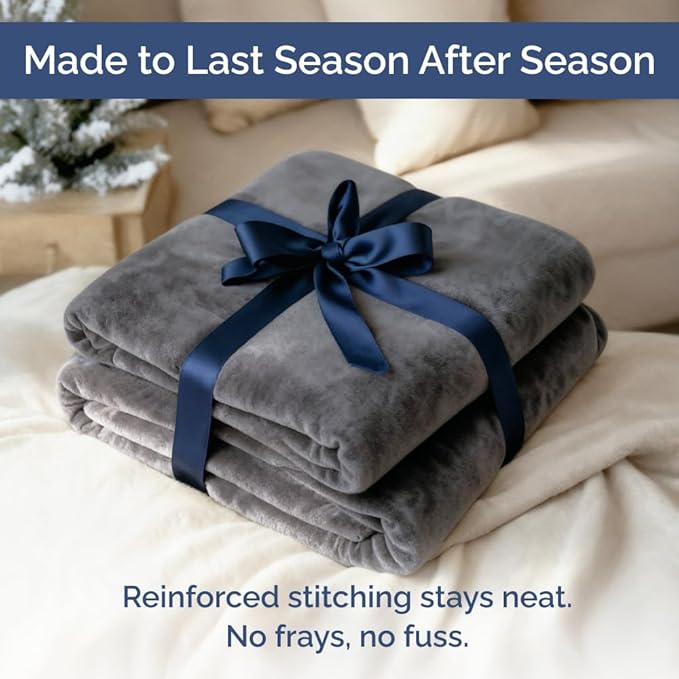 Ultra Soft Fleece Blanket Throw Size - Flannel Fleece Luxury Throw Blanket - Lightweight for Couch Bed Chair - Thick, Warm and Breathable - All Season Cozy Anti-Static Microplush Bedding, Dark Grey