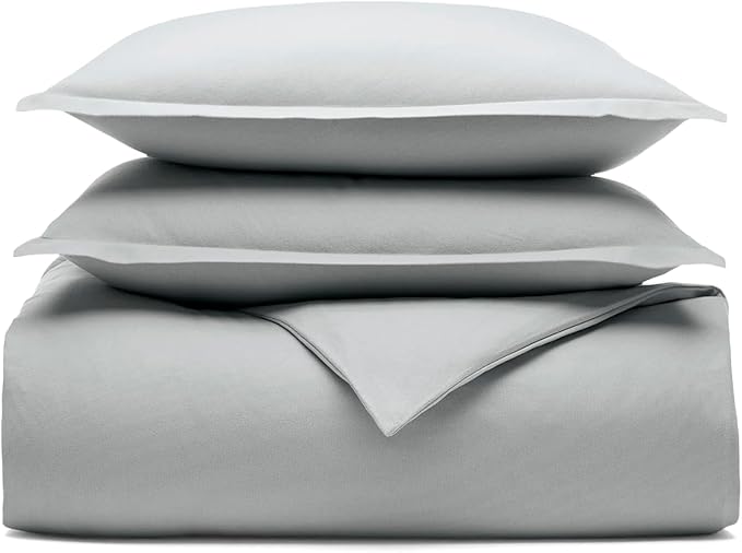 BOLL & BRANCH Flannel Duvet Set - Full/Queen, Shore - Luxury 100% Organic Cotton - 1 Duvet Cover, 2 Shams - Velvety Soft, Warm & Breathable Weave