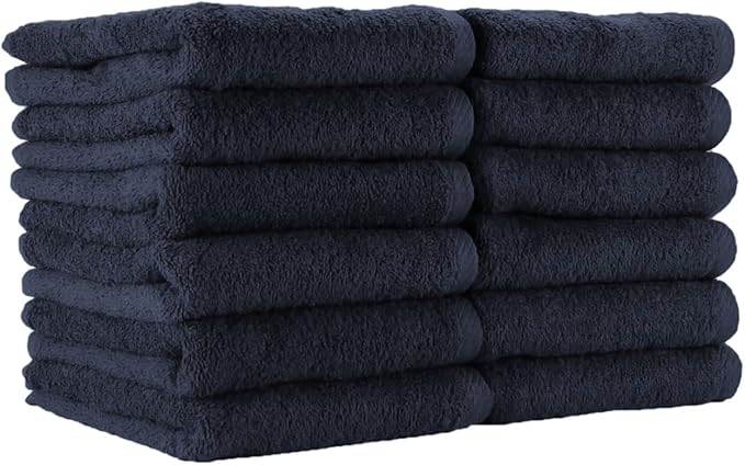 Arkwright Bleach Proof Salon Towels - Pack of 12 - Highly Absorbent, 100% Cotton, Quick Dry Spa Face Towel for Hair Stylist, Barber, Pedicure, and Esthetician, 16 x 27 in, Navy